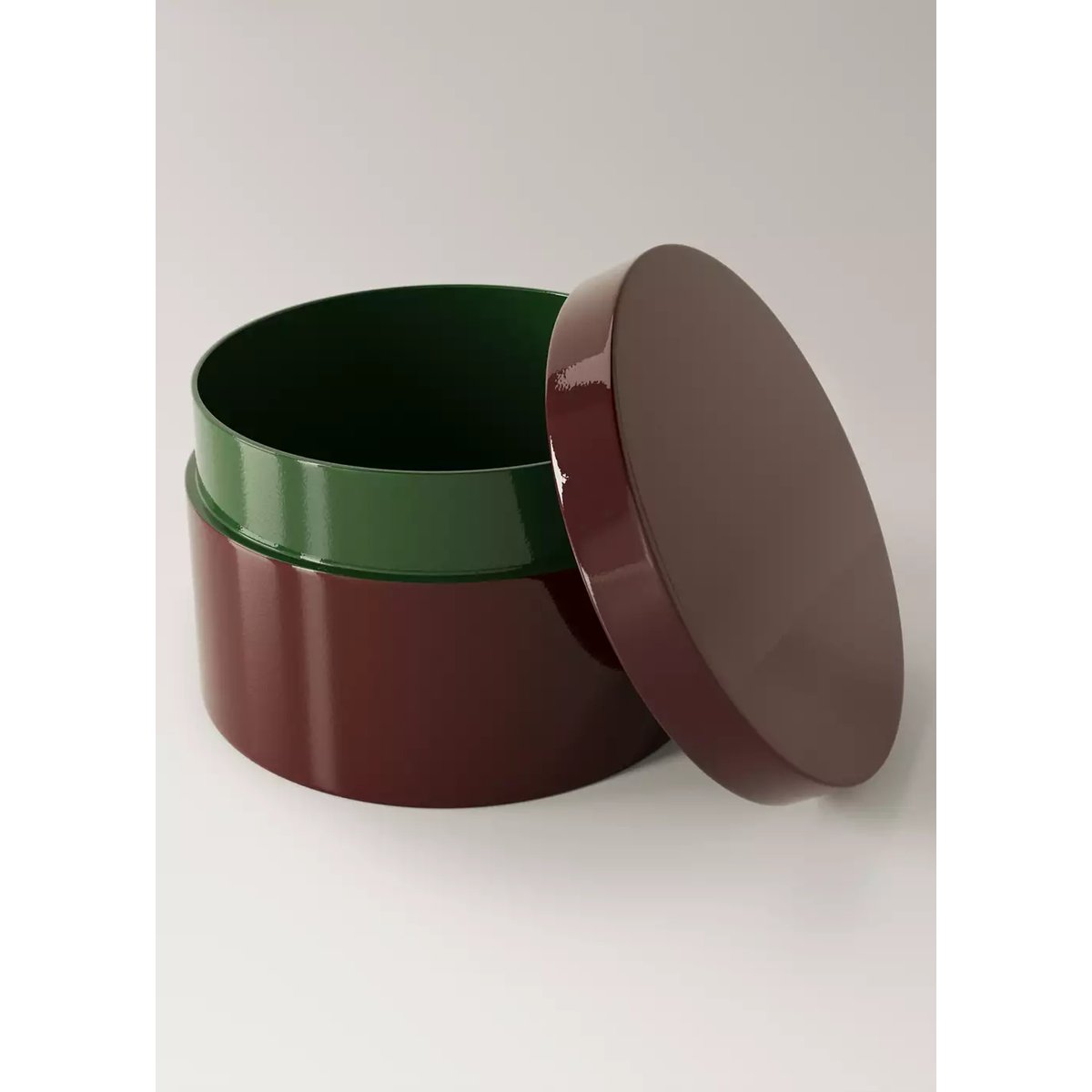 Petite boîte ronde laquée bicolore bordeaux, MANGO HOME