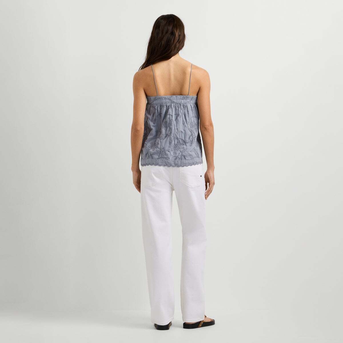 Blouse Avec Broderies Florales bleu mer tempête, PEPE JEANS