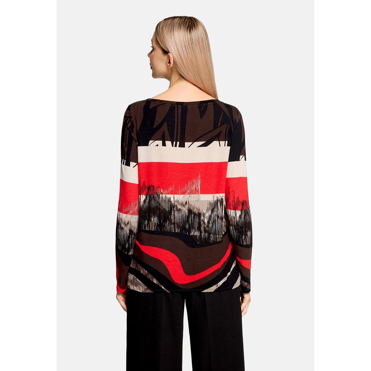 Haut casual à élastique rouge/noir, BETTY BARCLAY
