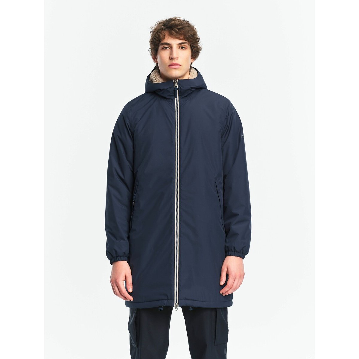MT Unisex Long Waterproof Parka with Sherpa Lining navy blue, AIGLE