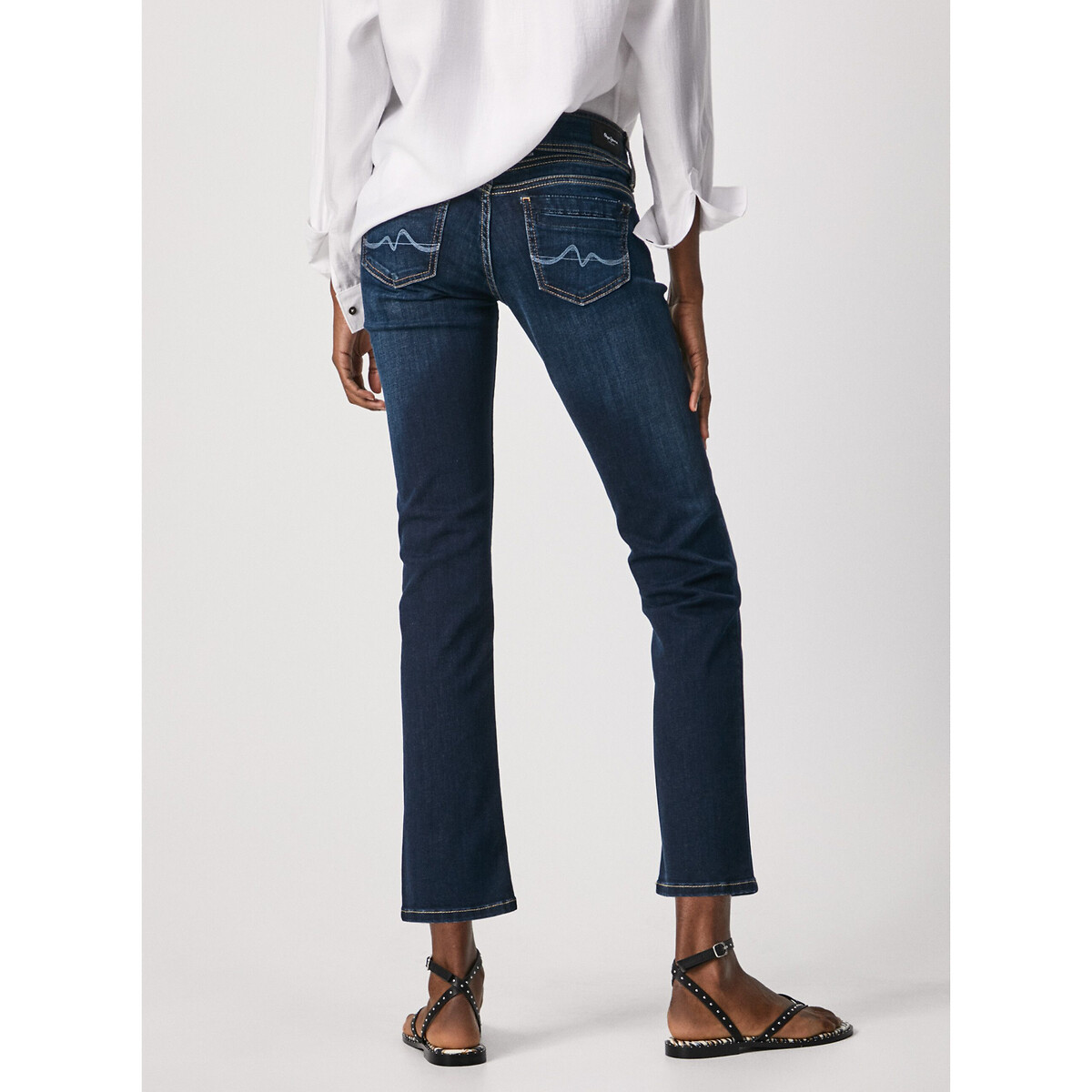 Gen slim fit jeans with mid rise and double buttons ultra dark, PEPE JEANS