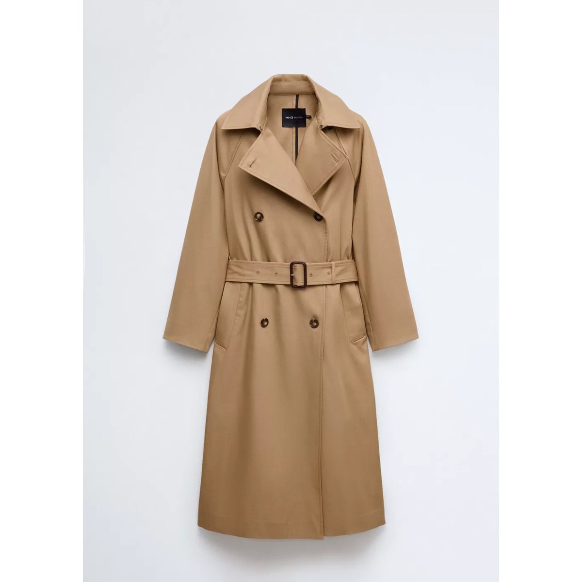 Trench coton ceinture beige, MANGO