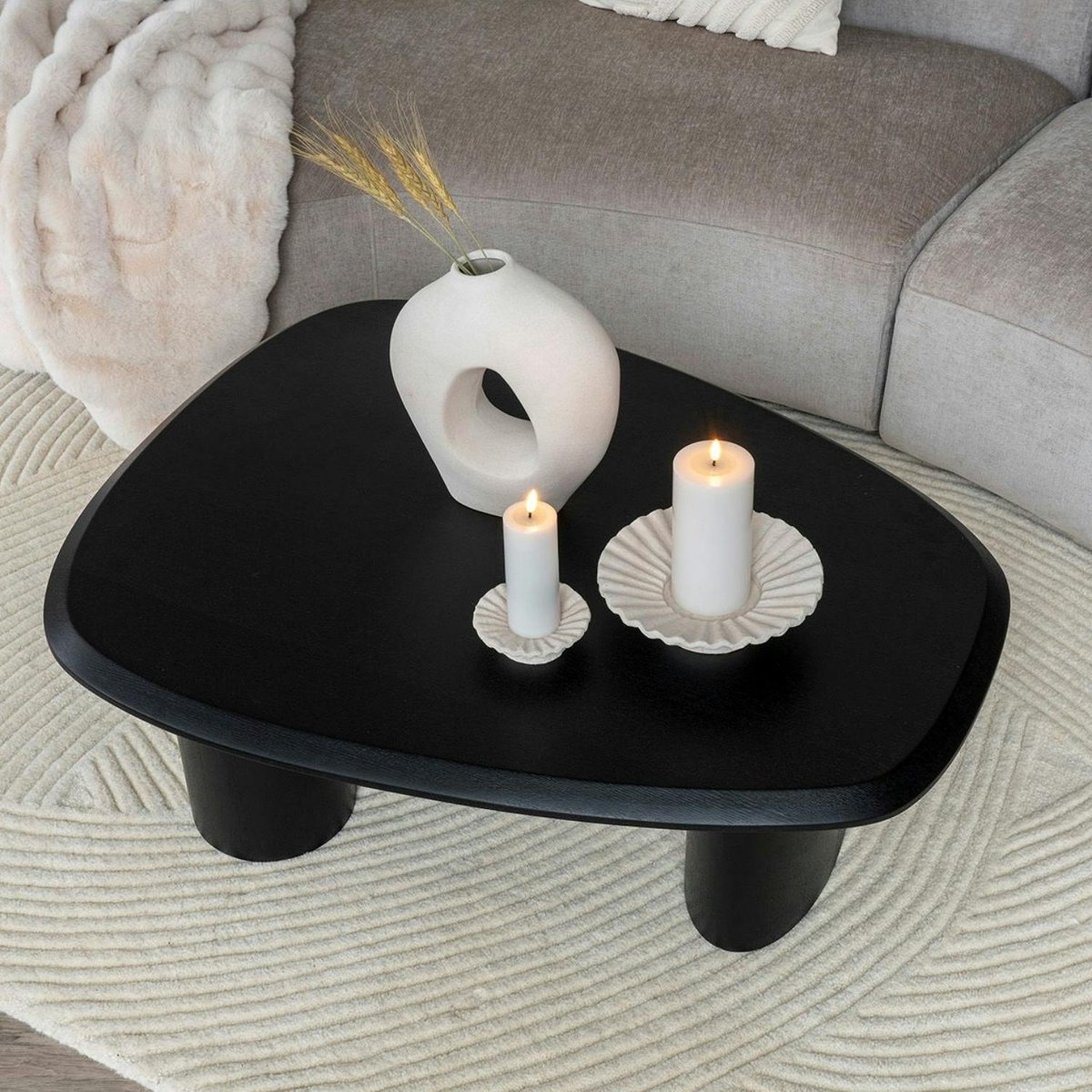 Bougeoir déco en ciment blanc (lot de 2) blanc, PIER IMPORT