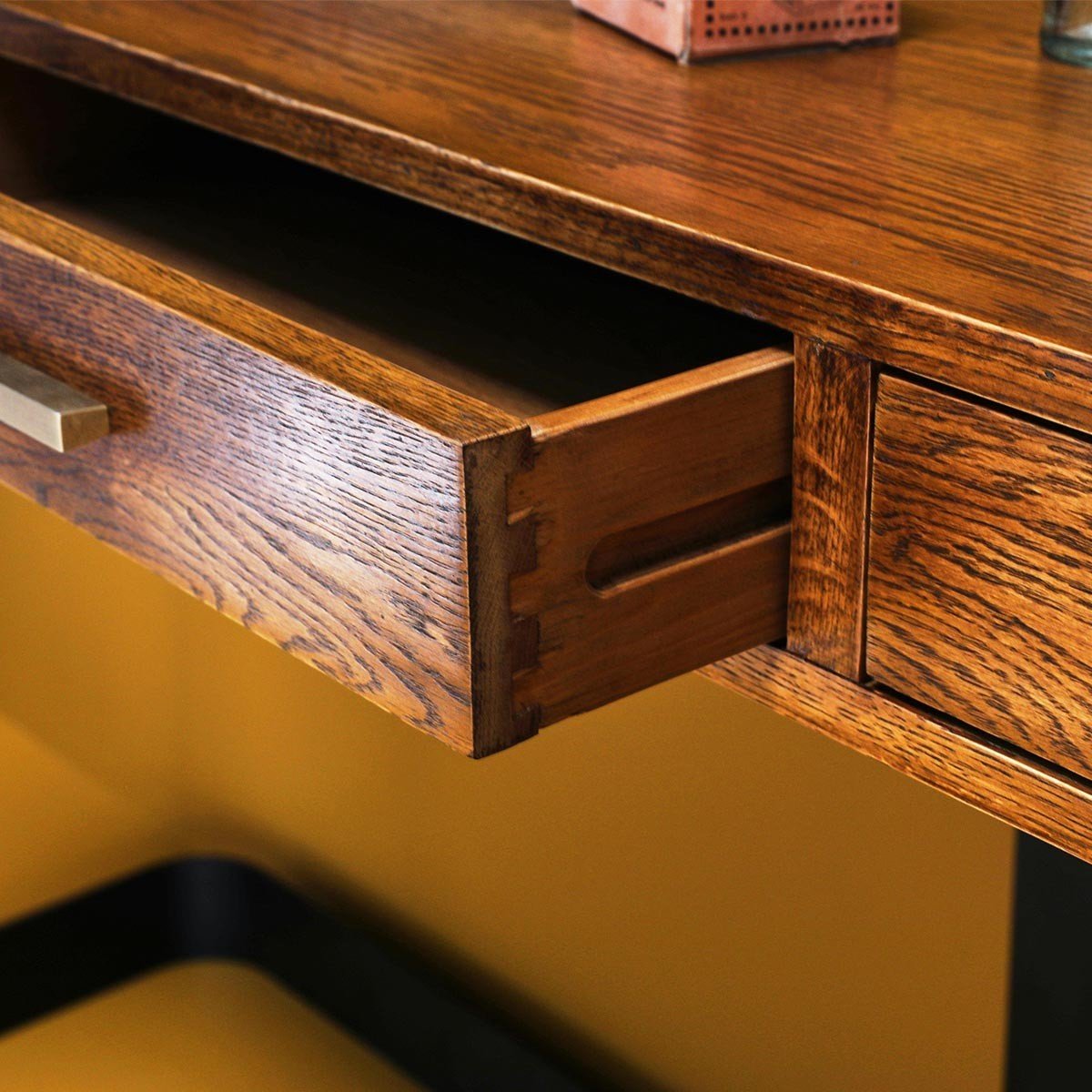 Console d'entrée en métal et chêne véritable bois clair, SIGNATURE