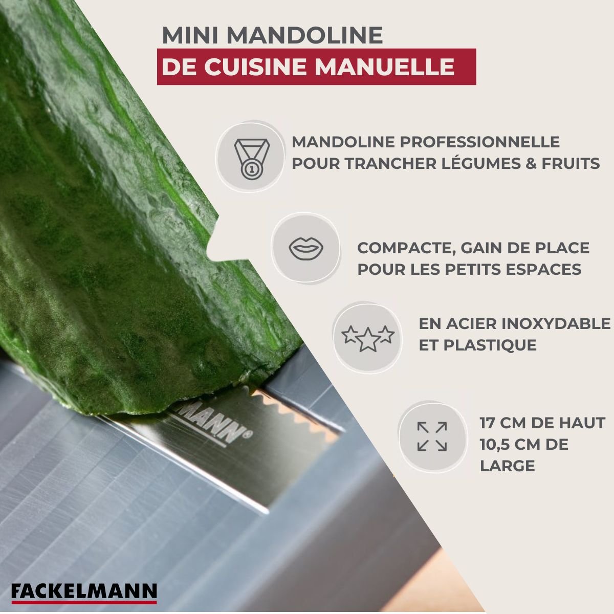 Mini mandoline professionnelle noir, FACKELMANN