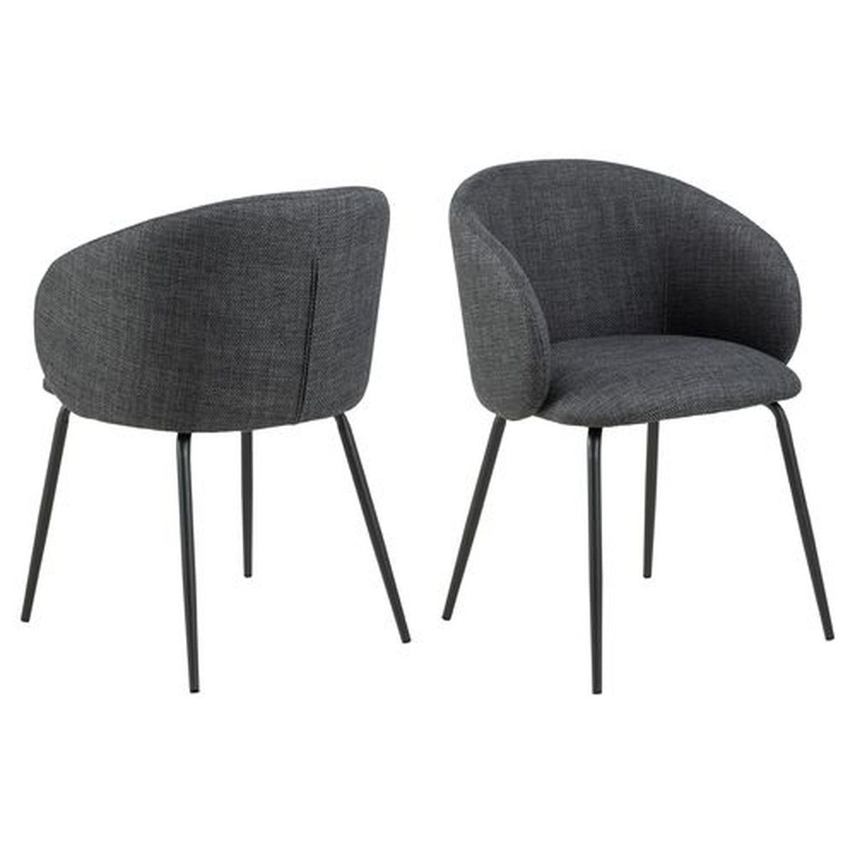 Lot de 2 chaises en tissu avec accoudoirs SÖREN gris foncé, TOILINUX
