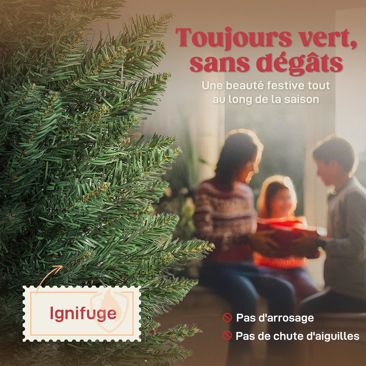 Sapin de Noël Plastique Vert vert, HOMCOM