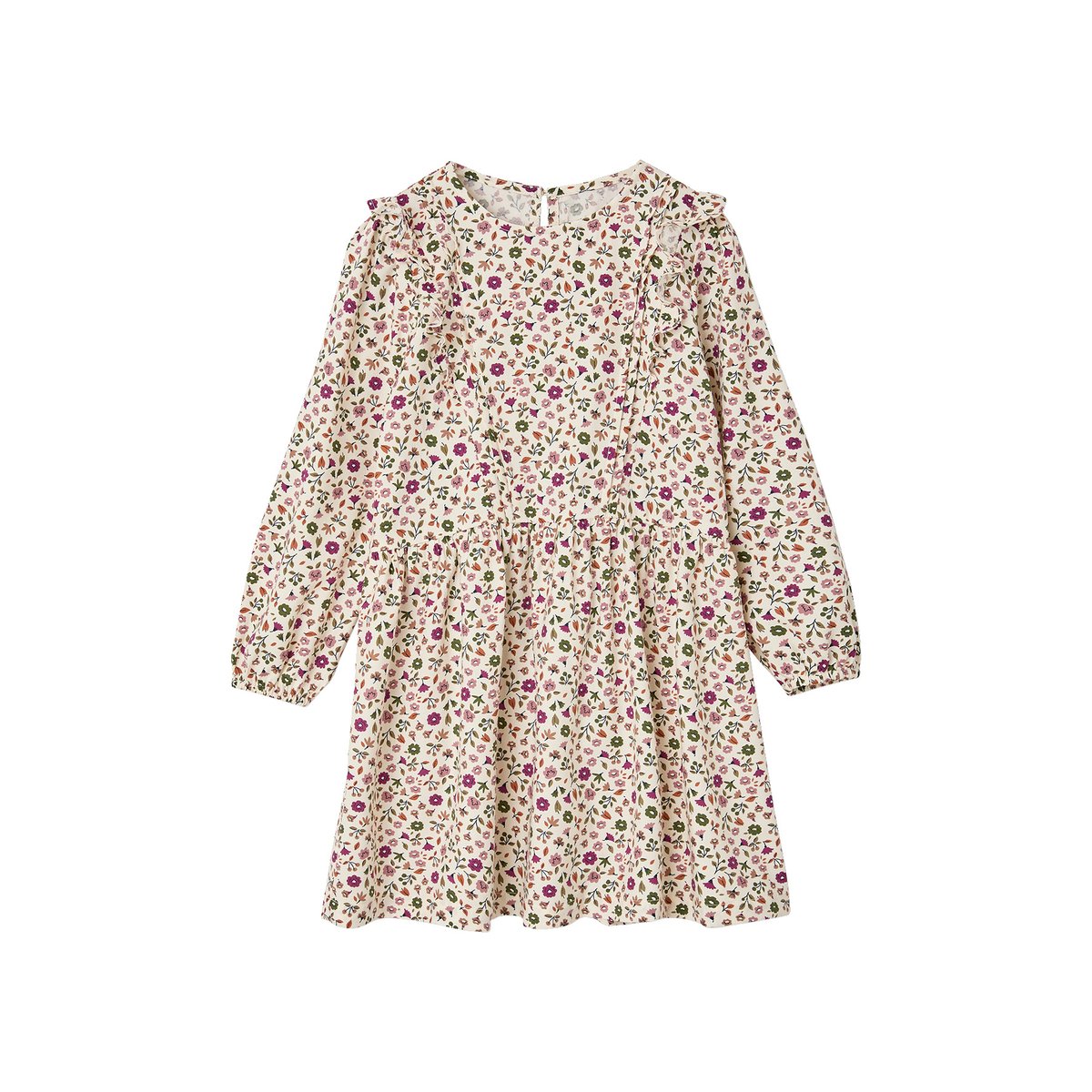 Robe courte manches longues ivoire, VERTBAUDET