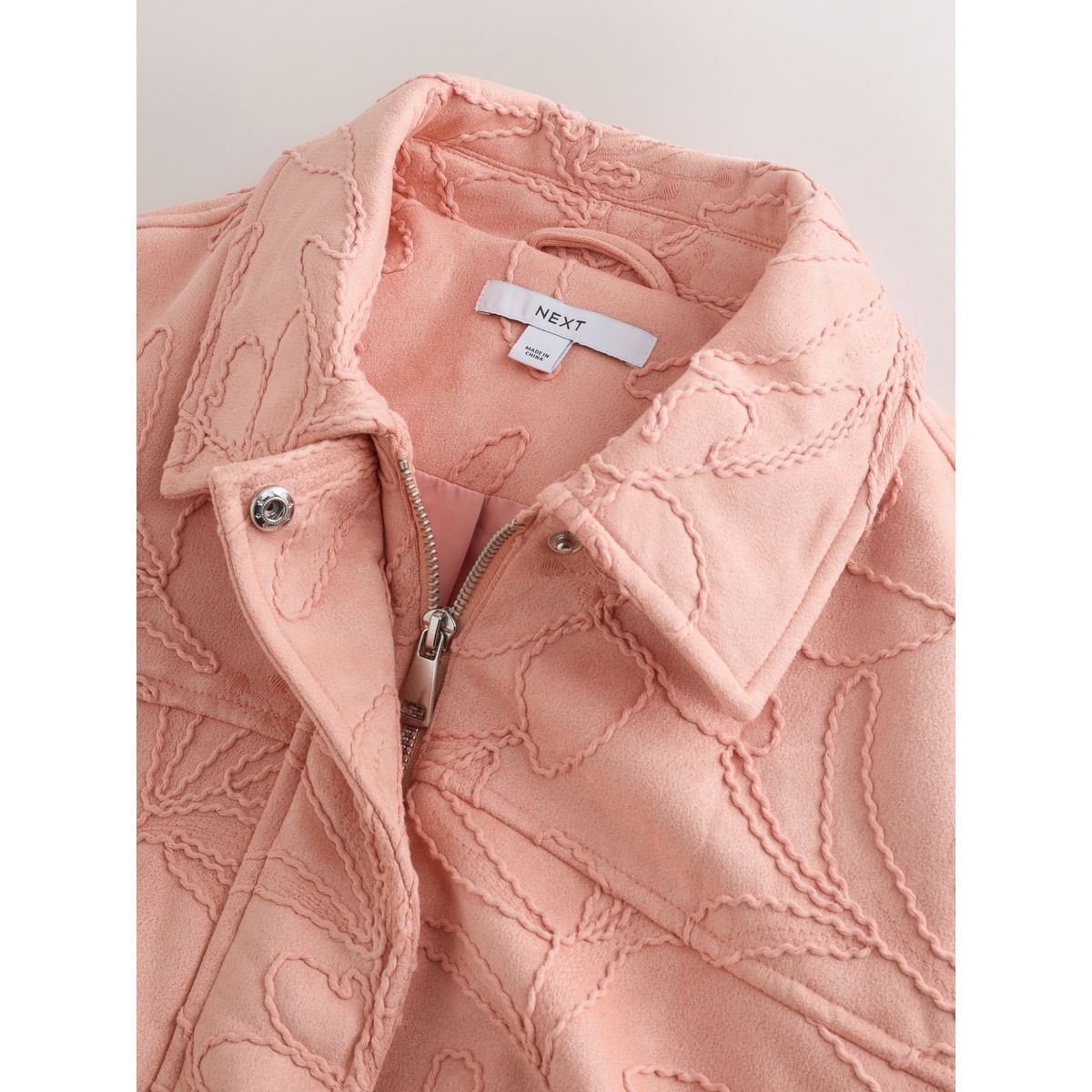 Blouson aviateur brodé en suédine rose, NEXT
