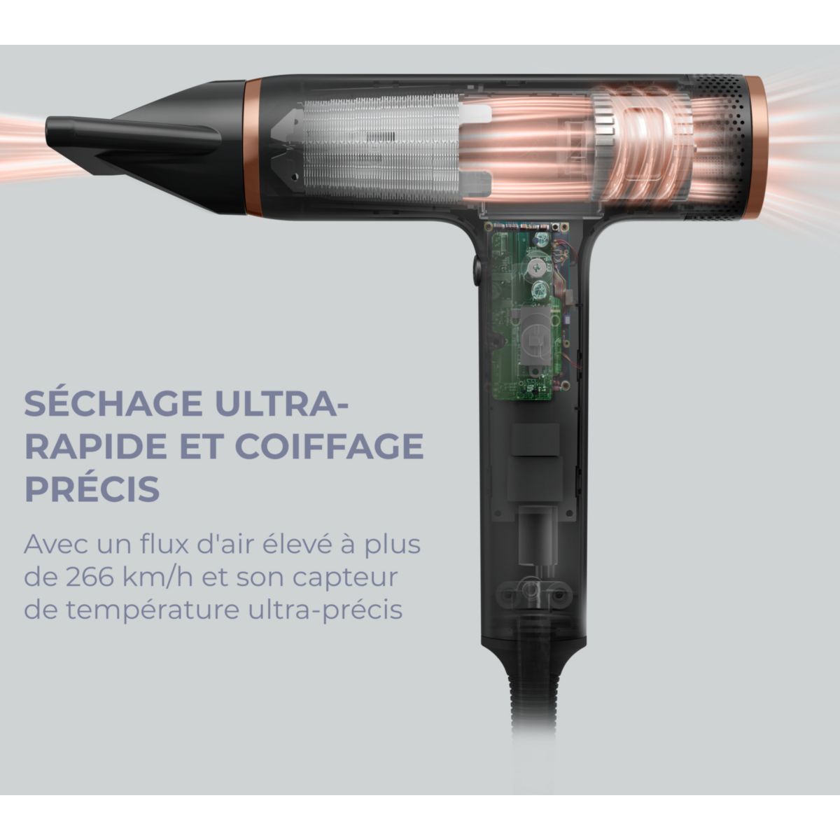 Sèche cheveux professionnel Nano HY8310C0 noir et cuivrã©, CALOR