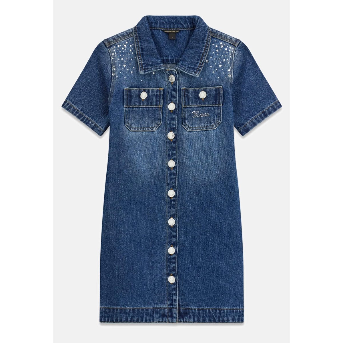 Denim À Strass Dress bleu, GUESS KIDS