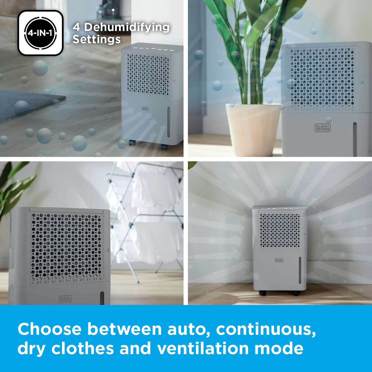 12L Smart Dehumidifier grey, BLACK & DECKER