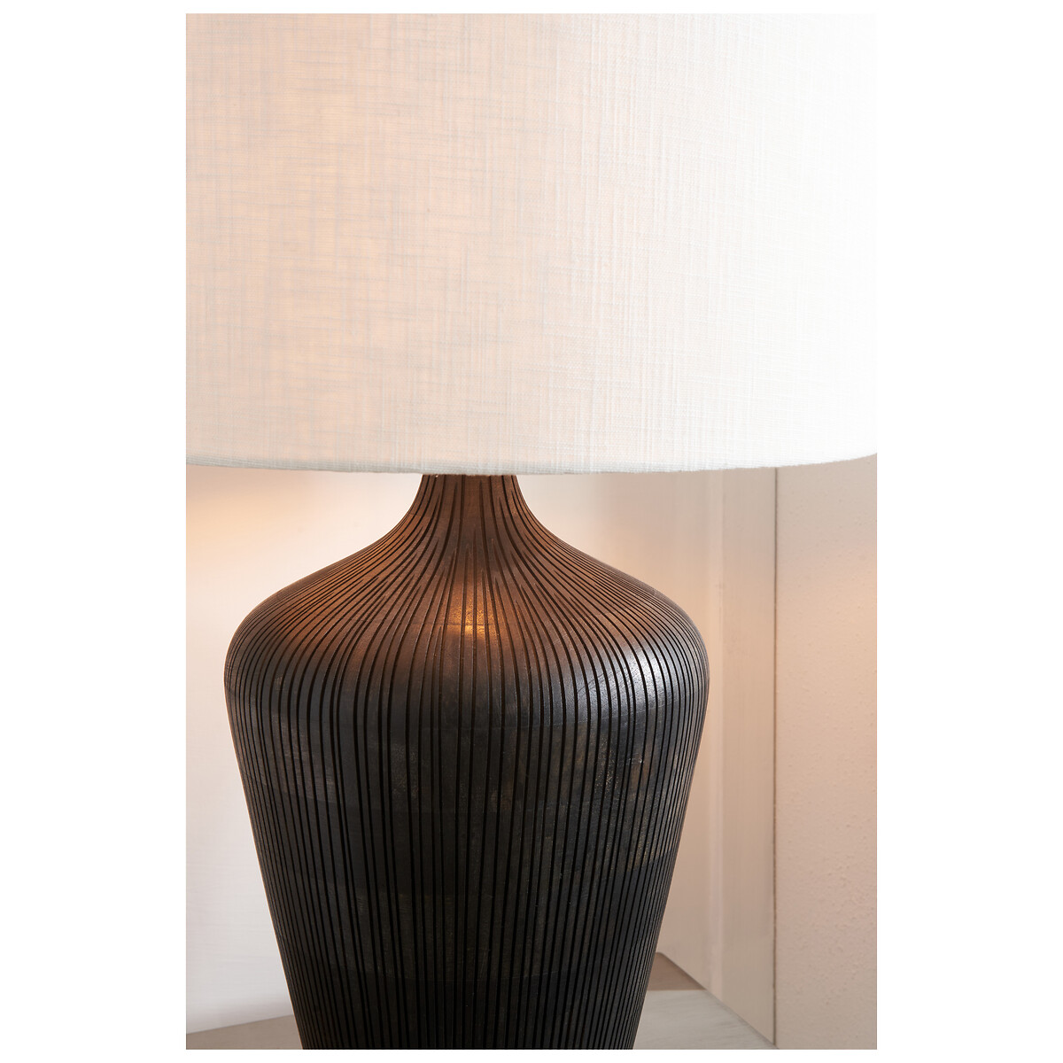 Thompson Textured Wood Table Lamp Base in Black black, ÉDITÉ