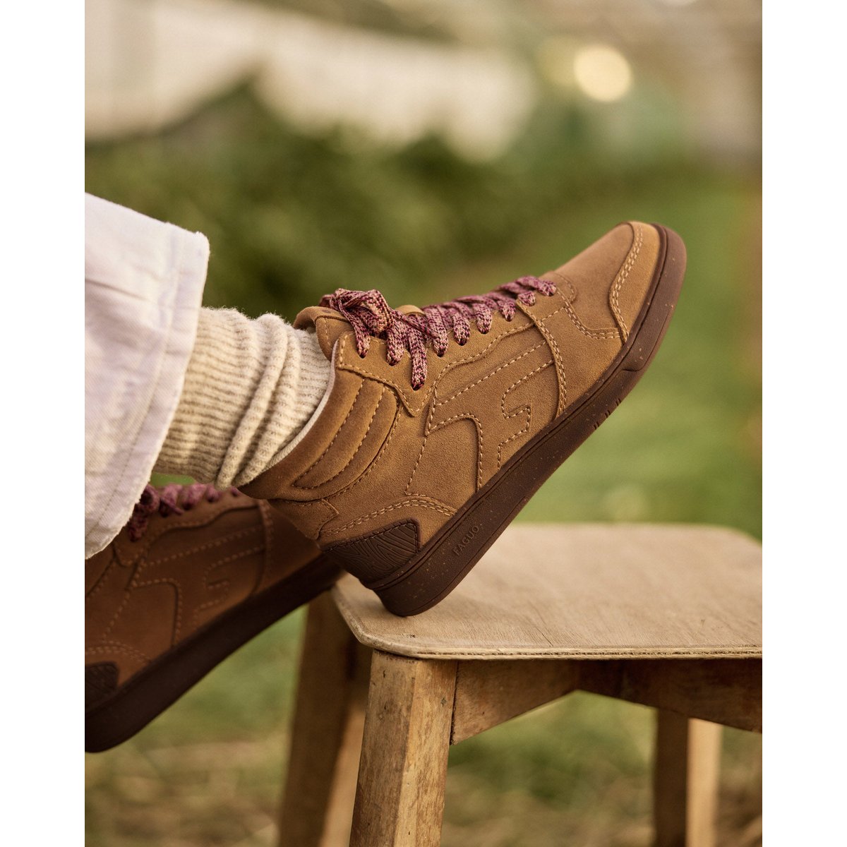 Baskets cuir HAZEL MID camel, FAGUO