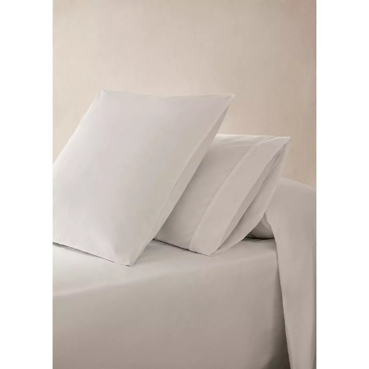 Deux taies d’oreiller coton satin 600 fils 60x60 cm blanc, MANGO HOME
