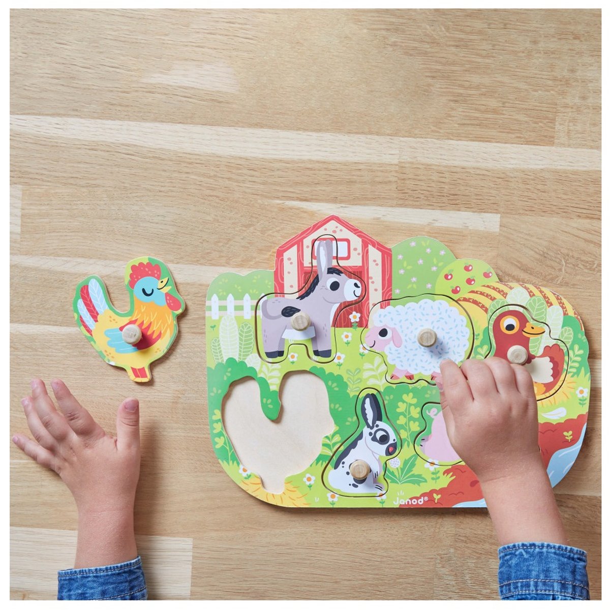 Puzzle en bois Happy Farm vert, JANOD