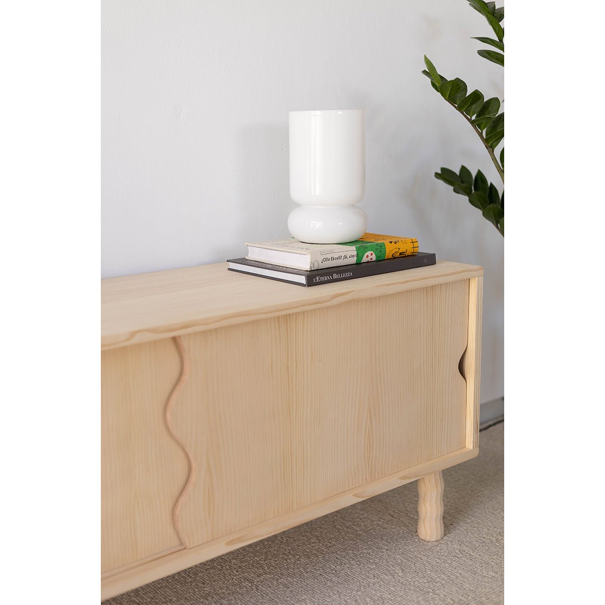 Meuble TV en pin massif non verni MORETA bois clair, NAAN FURNITURE