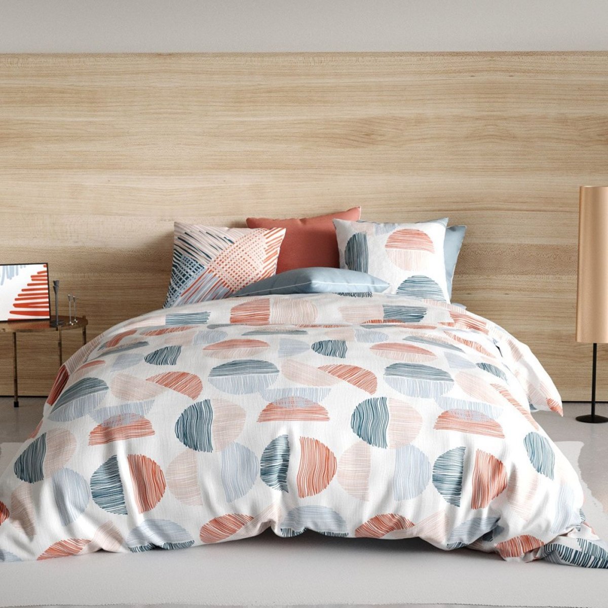 Housse de couette 260x240 Halley + 2 taies coton 57 fils blanc, DECORATIE