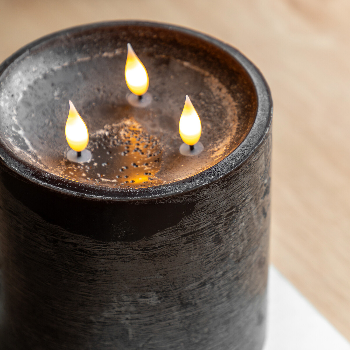 15cm LED 3-Wick Candle in Mocha brown              , ÉDITÉ