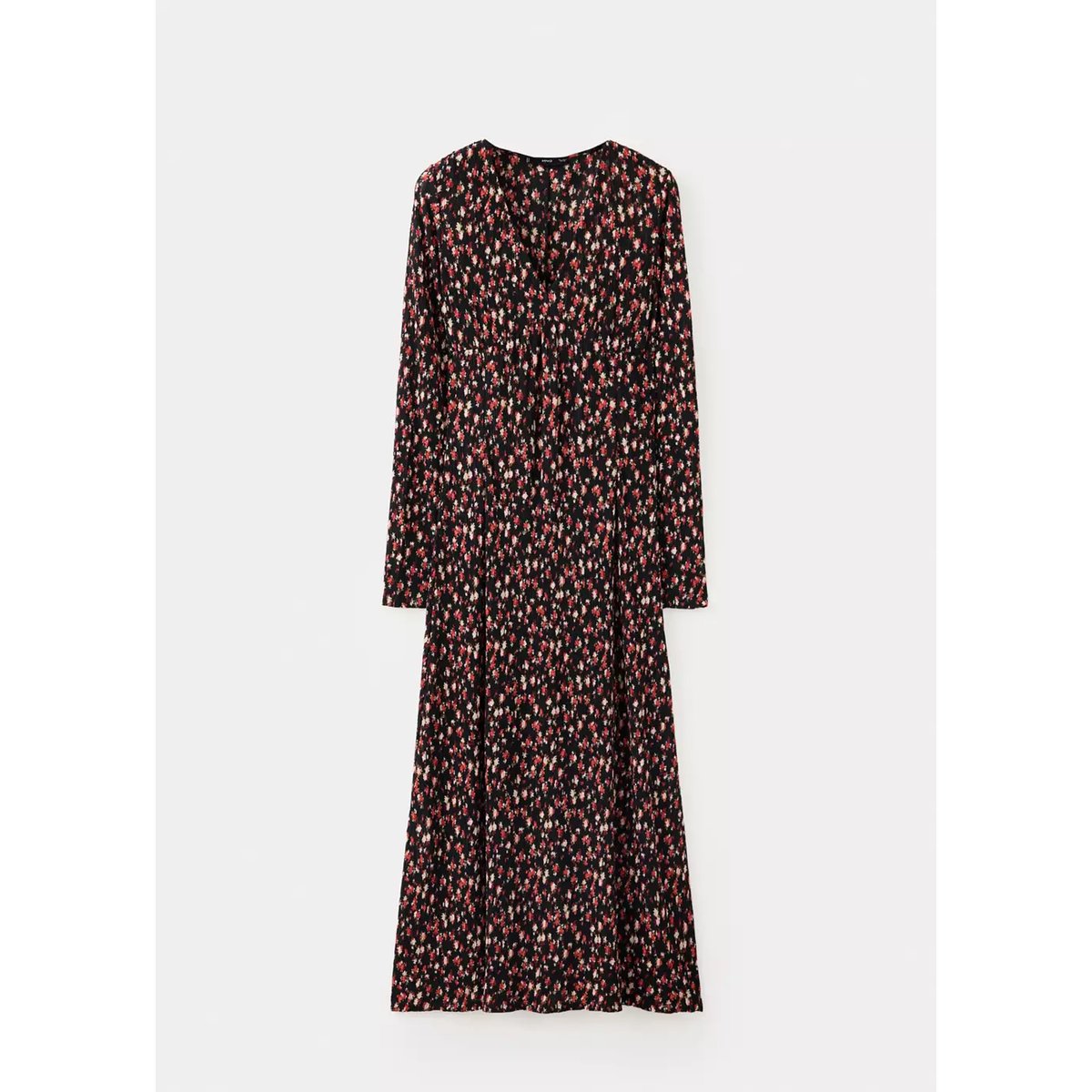 Robe plissée imprimée noir, MANGO