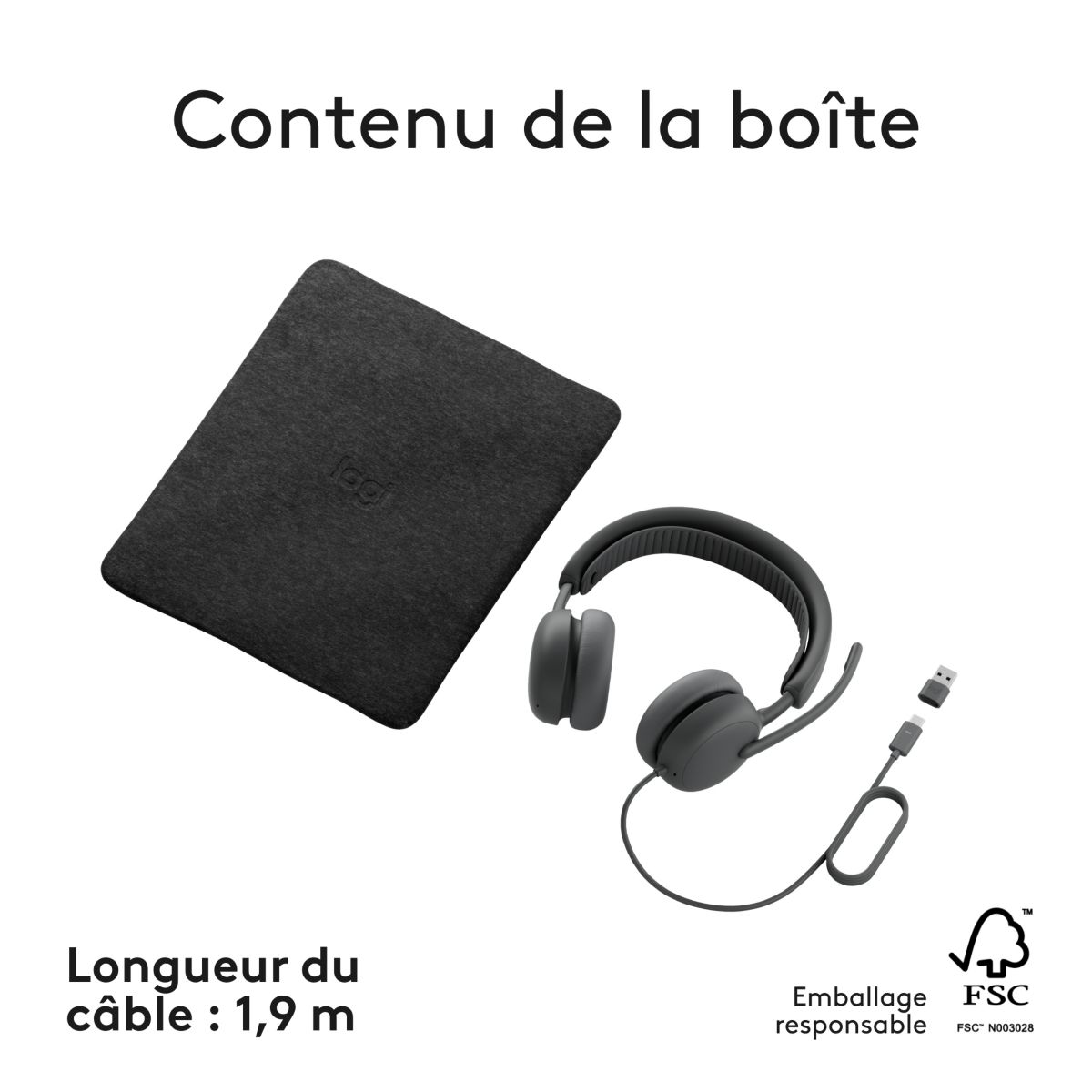 Micro-casque Zone Wired 2 GRAPHITE couleur unique, LOGITECH