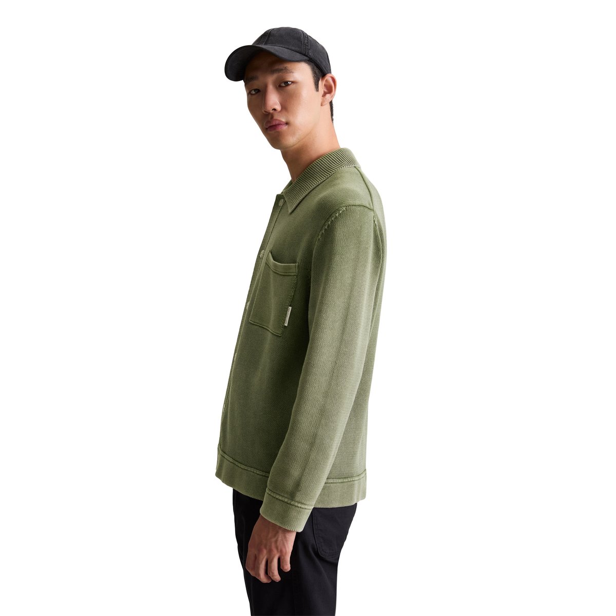 Veste en tricot relaxed en optique veste en jean vert foncé, MARC O’POLO DENIM