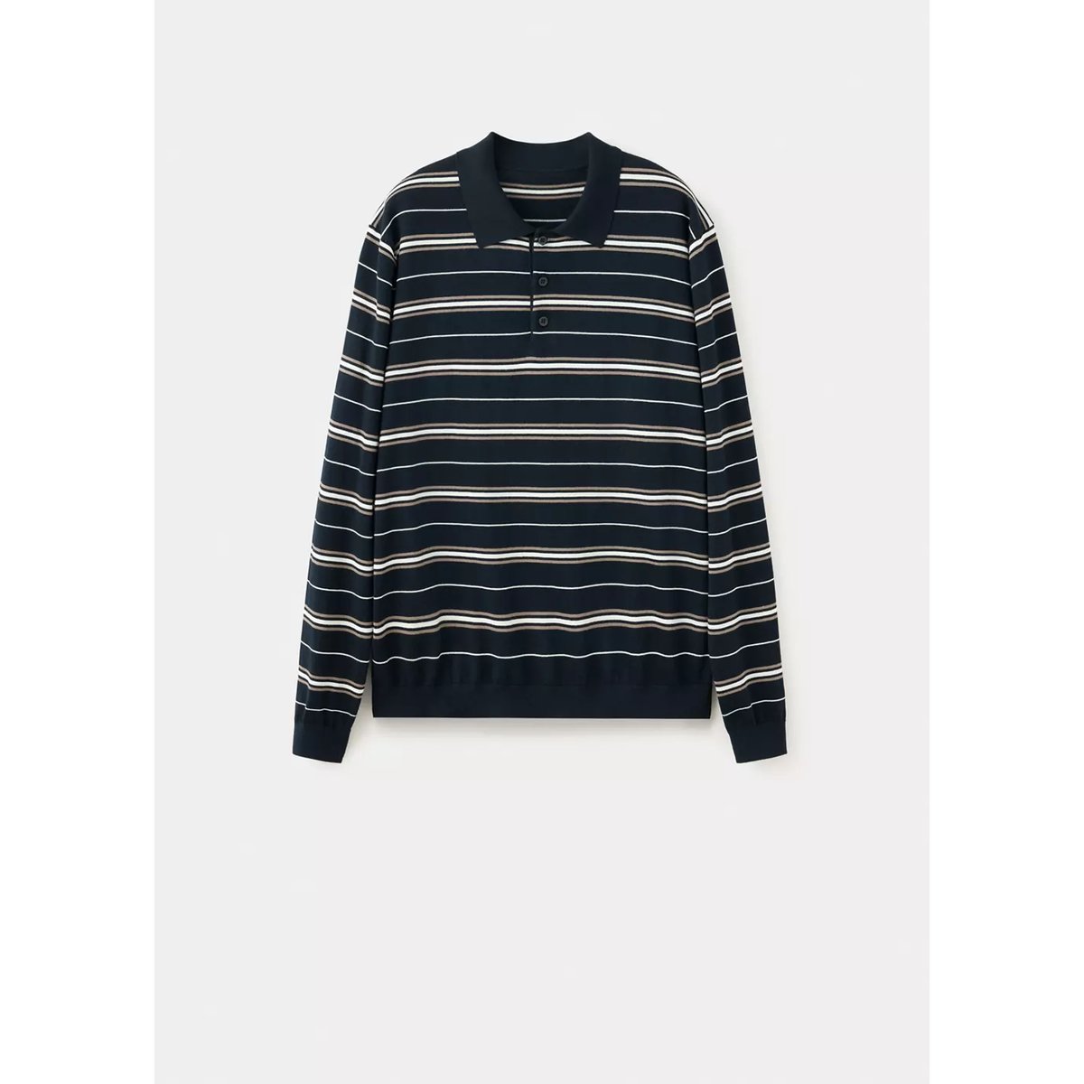 Polo 100 % coton maille fine à rayures bleu marine, MANGO MAN