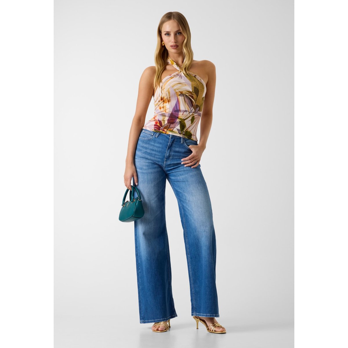 Jean Bellflower Wide-Leg bleu, GUESS
