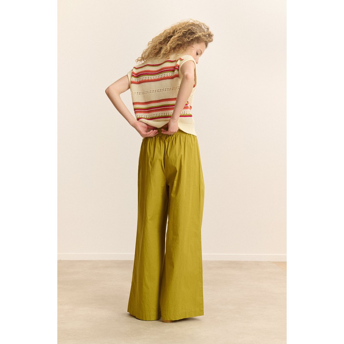 Pantalon large élastiqué COLAS olive, GARANCE PARIS