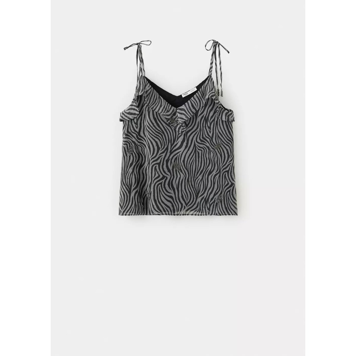 Top imprimé animal avec perles noir, MANGO TEEN