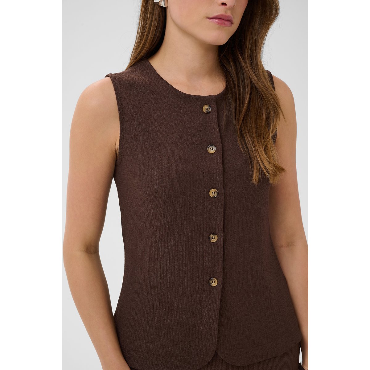 Blouse sans manches marron coffeebean, KAFFE