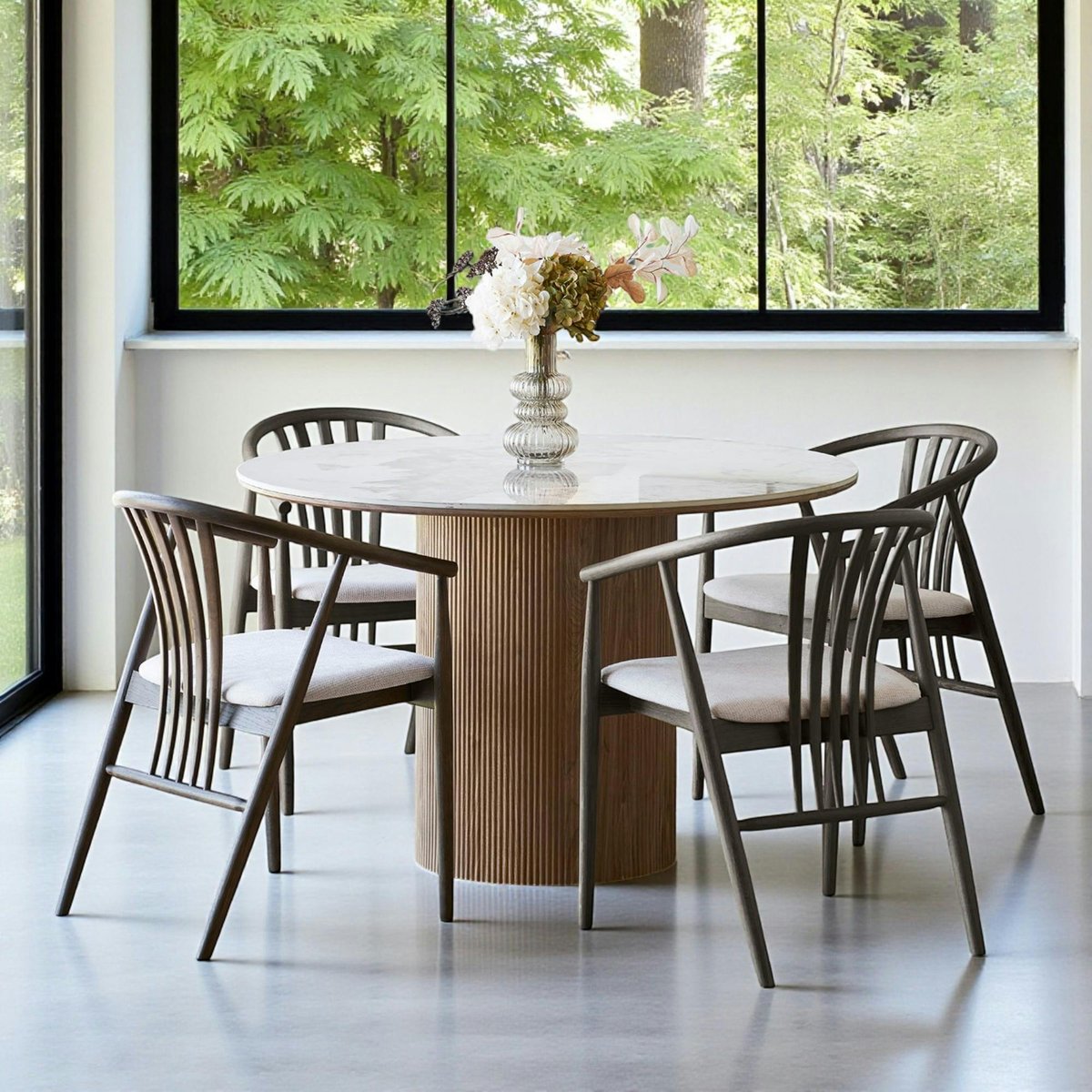 Table à manger ronde en céramique effet marbre Ø120 cm PRATO blanc, PIER IMPORT