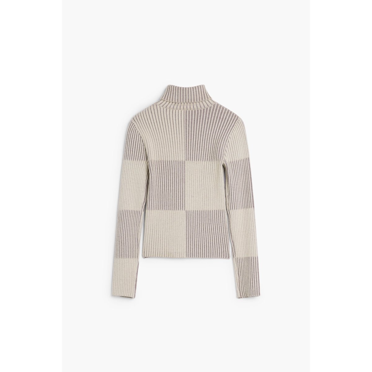 Pull à col roulé à carreaux marron, DESIGUAL