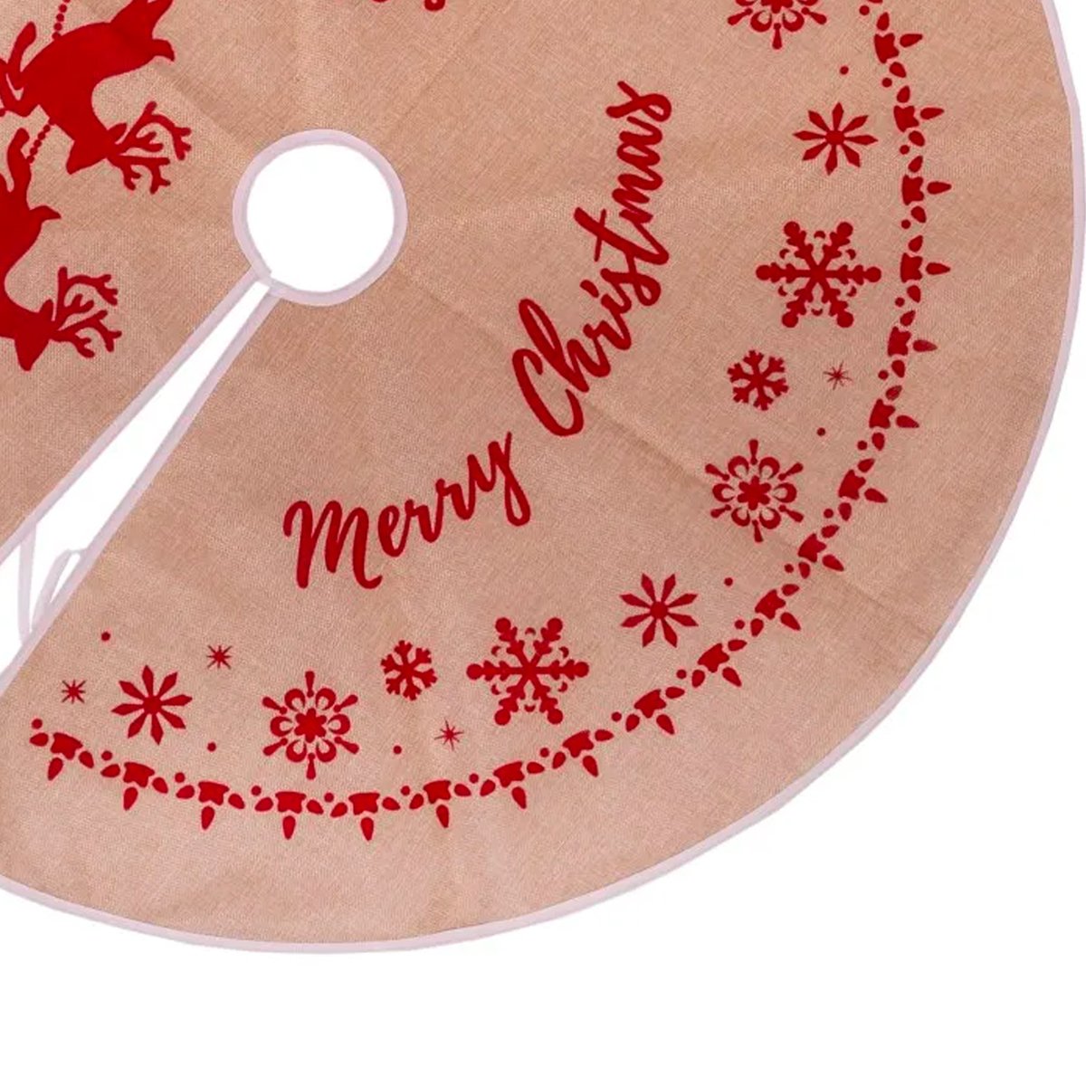 Couvre-pied de sapin de Noël en jute rouge, WADIGA