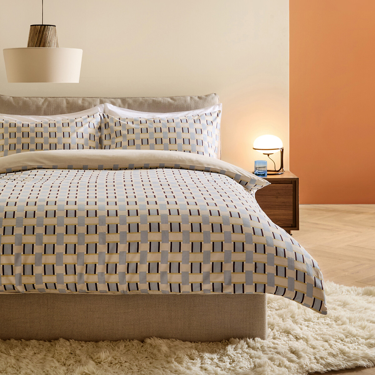 MADE.COM Finnur 100% Cotton Duvet Cover and Pillowcase Set blue, MADE