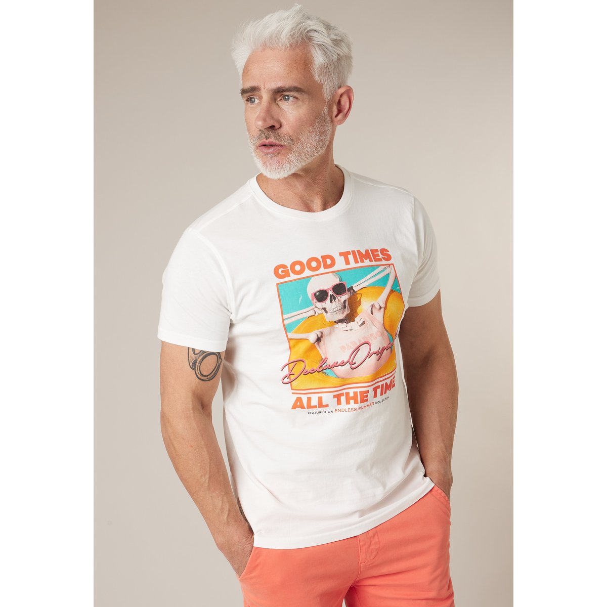 T-shirt homme en coton SWIMTIME naturel, DEELUXE