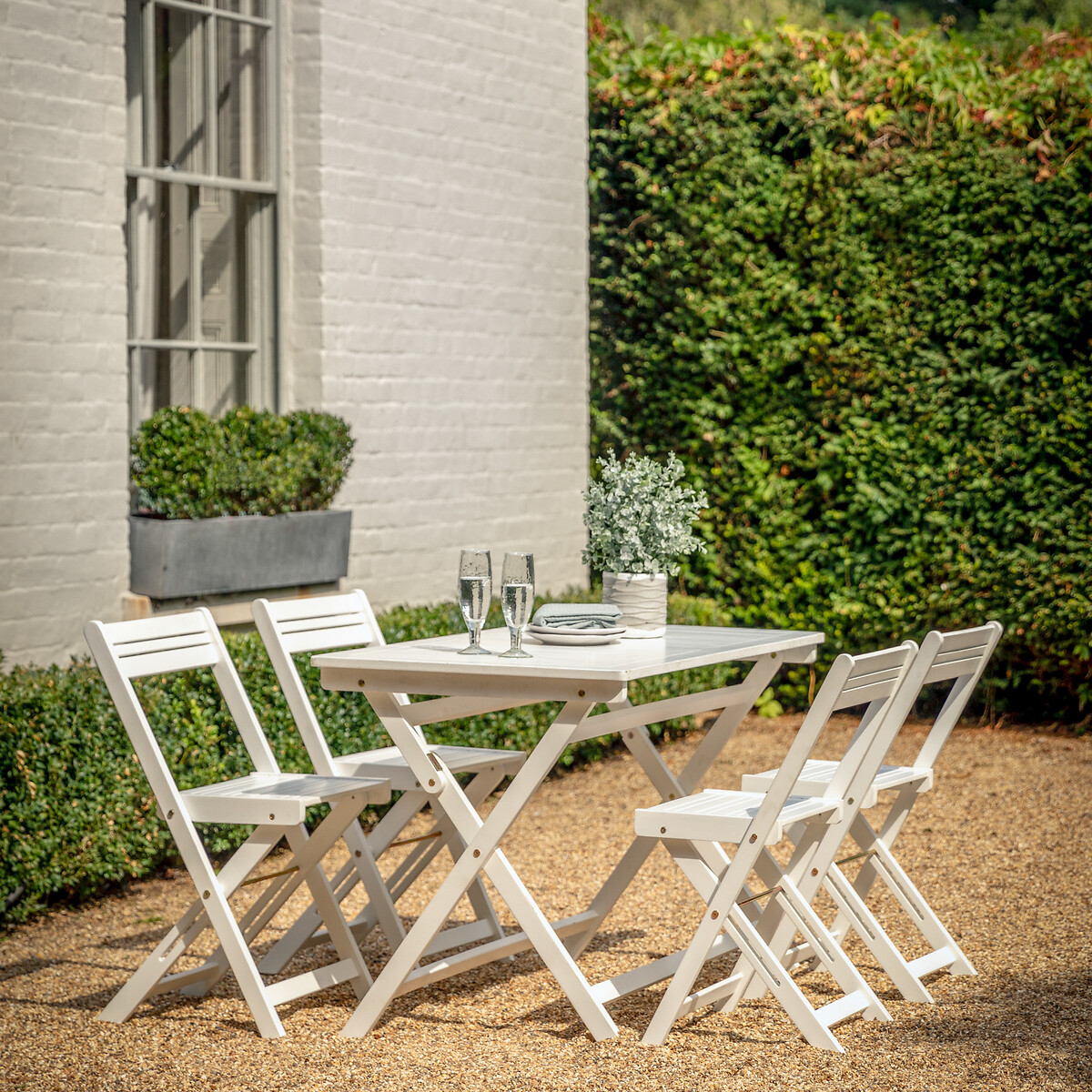 4 Seater Mellot Garden Folding Dining Set natural, SO'HOME