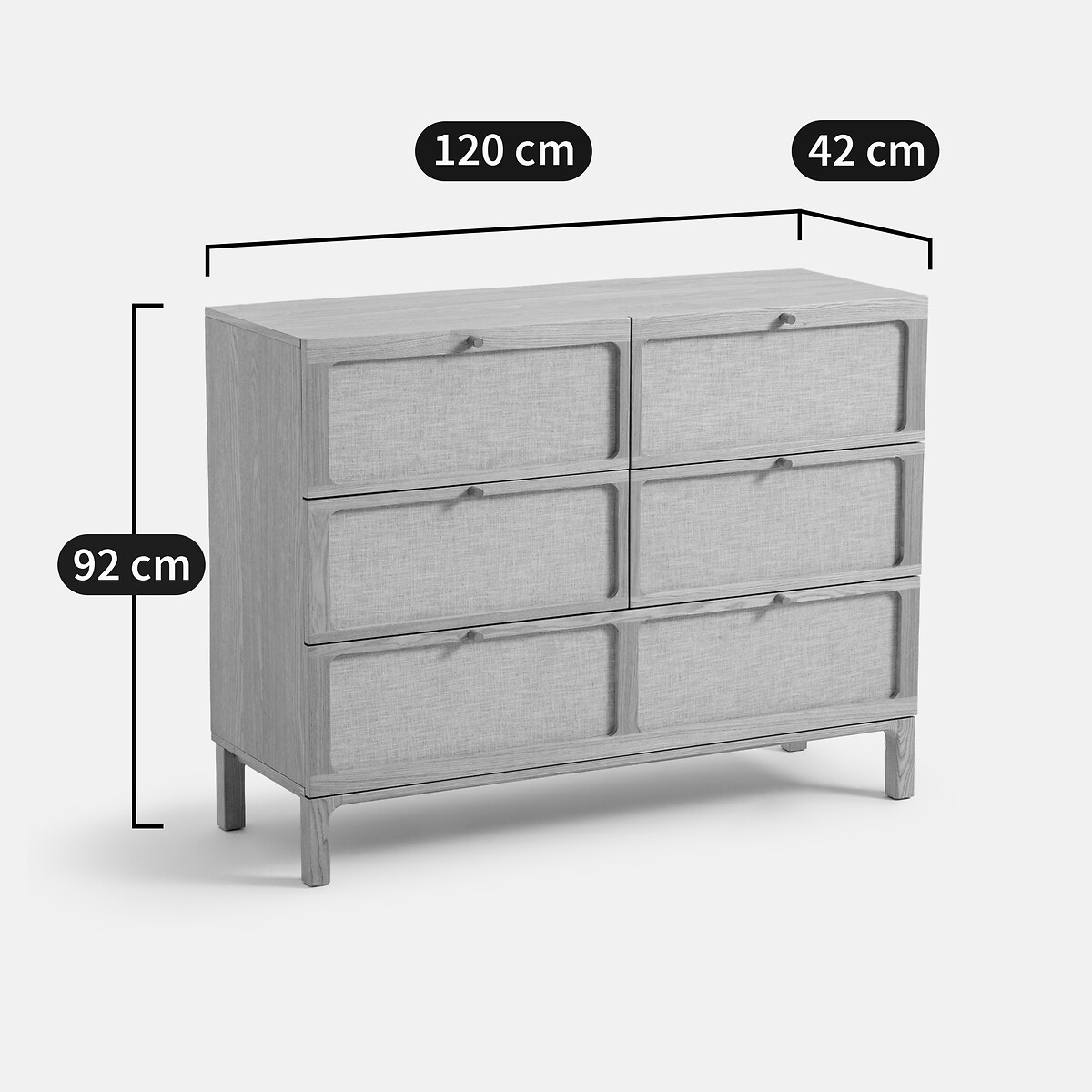Commode 5 tiroirs, plaqué frêne et lin, Esmara  teinté chêne /lin, LA REDOUTE INTERIEURS