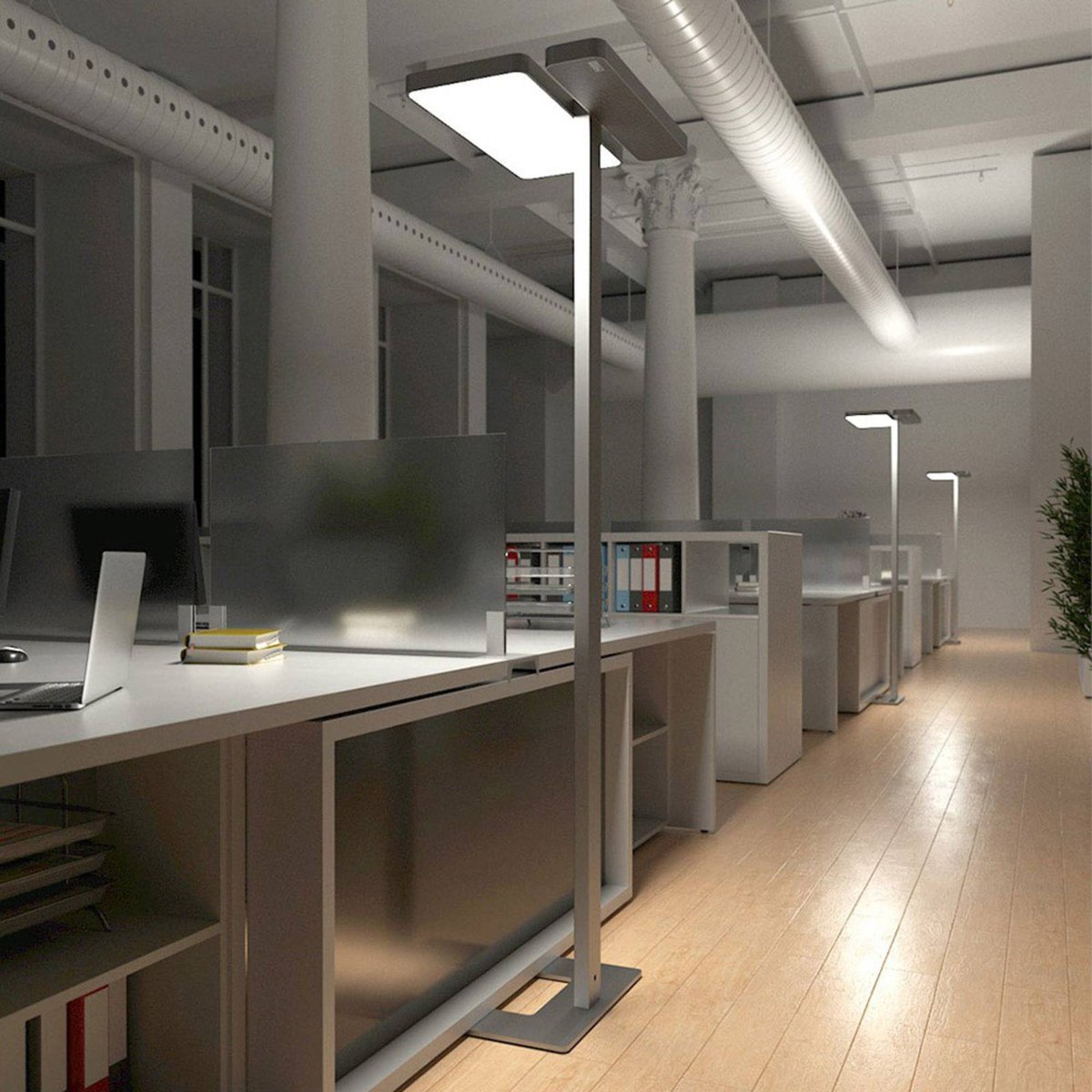 Lampadaires de bureau en aluminium moderneLED argent, blanc, ARCCHIO