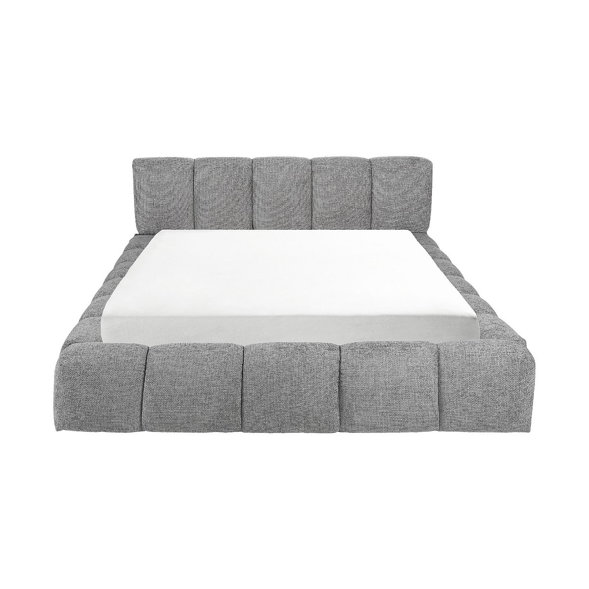 Lit coffre en tissu chenille SETANA gris, HABITAT