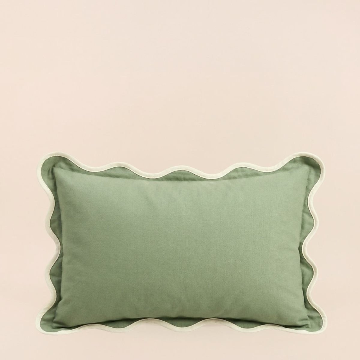 Coussin vintage contour vague 40x60cm vert, ORNAMI