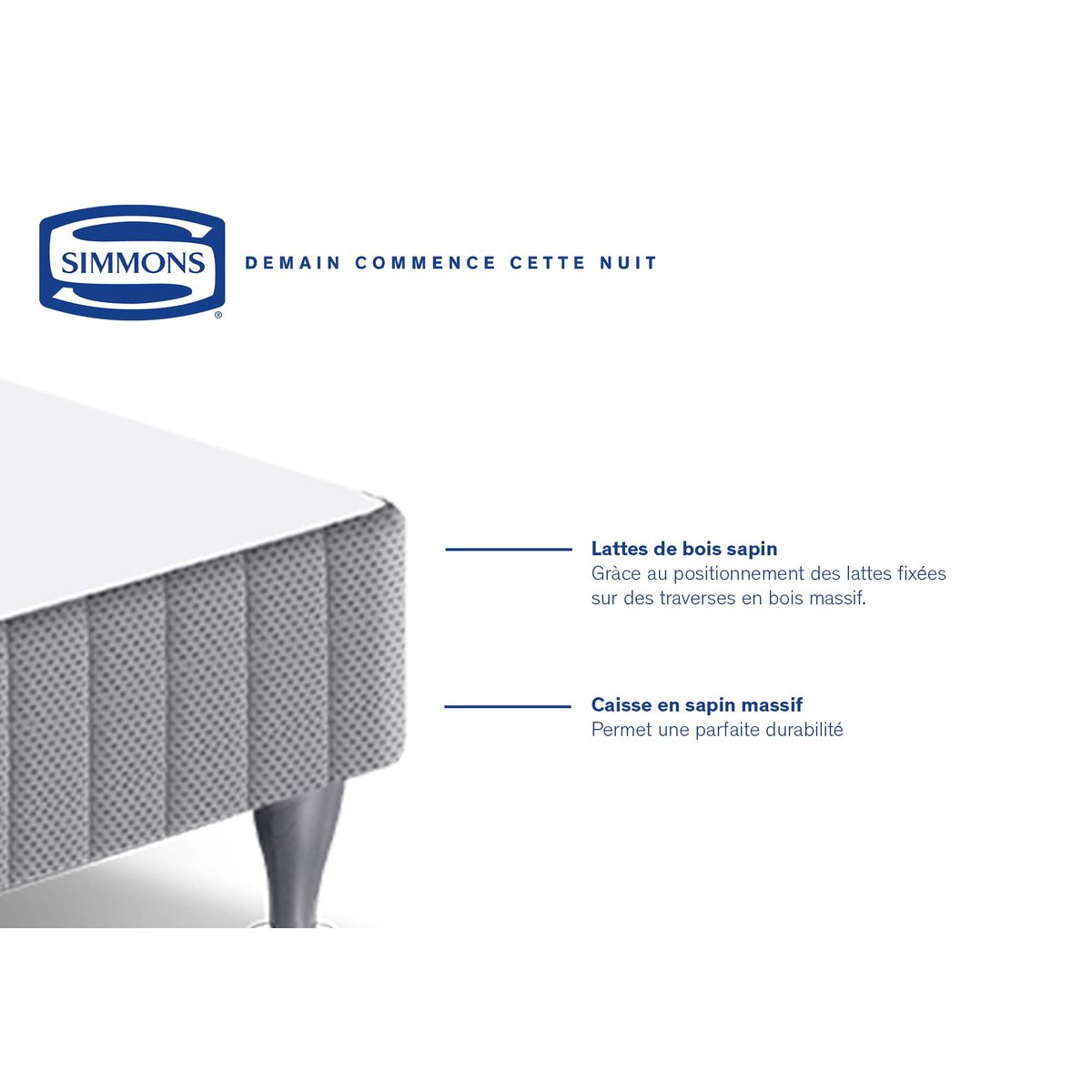 Sommier tapissier à lattes Airsom avec 4 pieds, 2x90x200 gris clair, SIMMONS