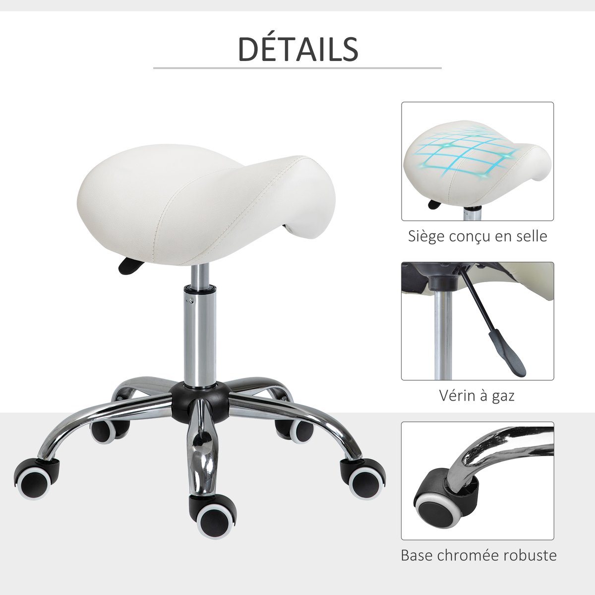 Tabouret de salon Métal Blanc blanc, HOMCOM