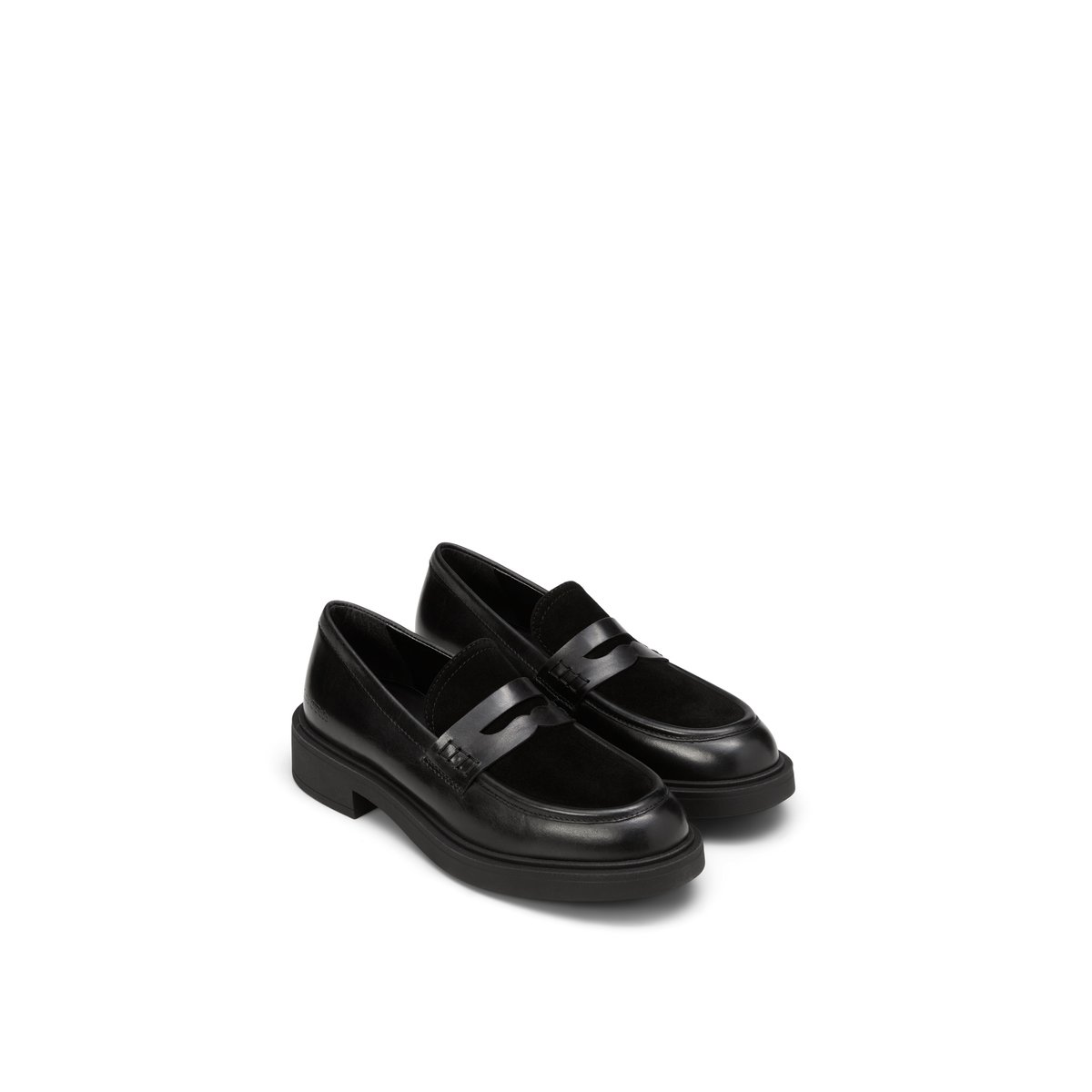 Penny-Loafer modèle Lea en mélange de cuir : lisse et velours noir, MARC O'POLO