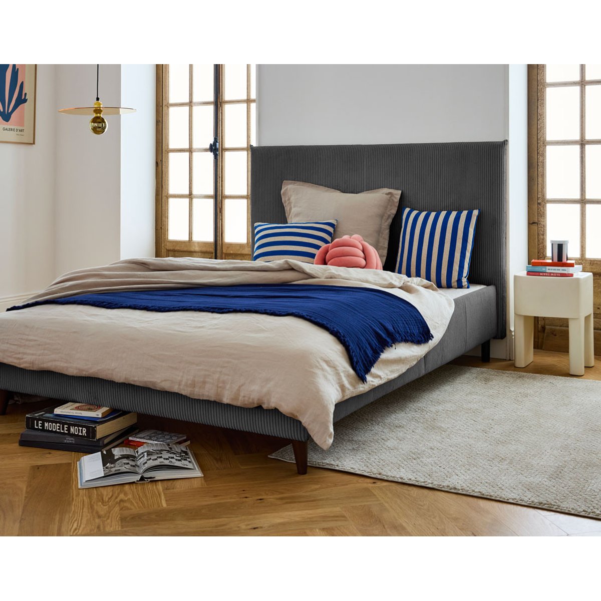 Lit - BOTTICELLI gris anthracite, BEST MOBILIER