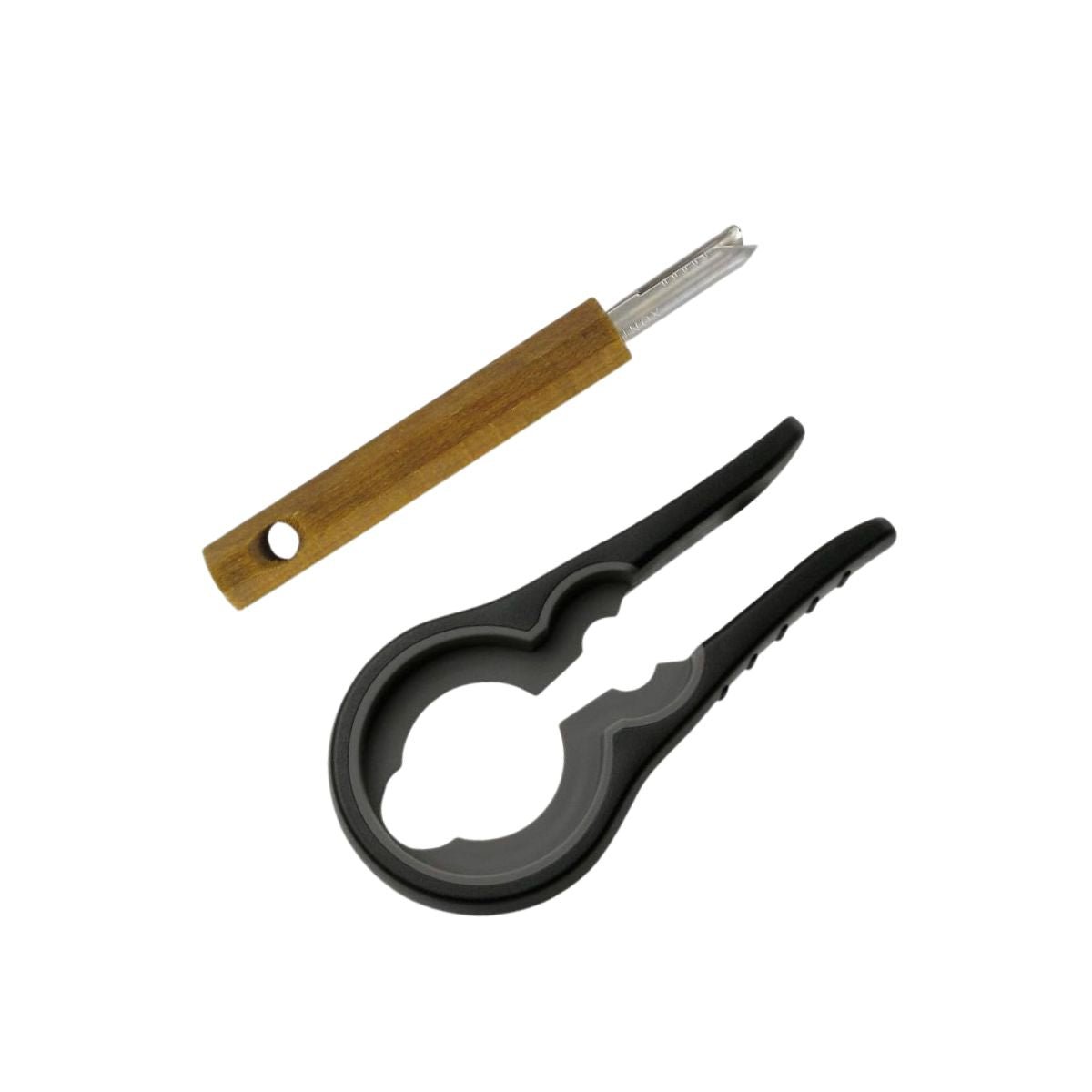 Duo Ouvre bocal et bouteilles universel et Tire languette noir|brun, FACKELMANN