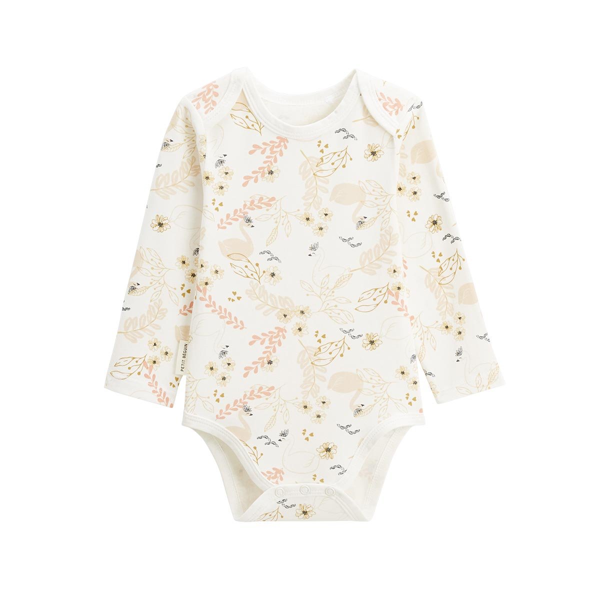 Lot de 2 bodies bébé manches longues Swan ocre, PETIT BEGUIN