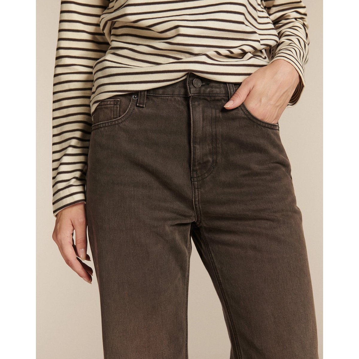 JEANS DROIT TAILLE MOYENNE DENIM black coffee, LABDIP