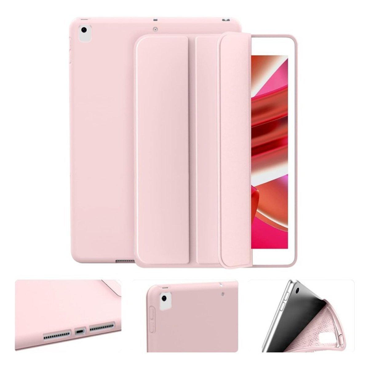 Etui Smart Cover à rabat avec support pour iPad 10.2 (2019-2021) rose, EVETANE