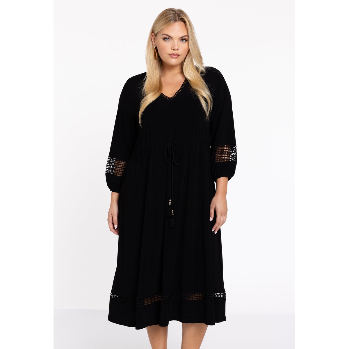 Robe avec ficelle à la taille noir, YOEK
